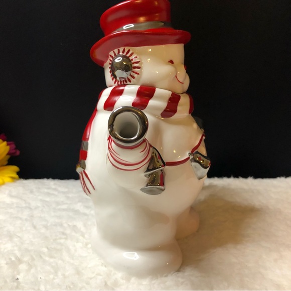 2001 Jolly Snowman Collection Hand-Painted Earthenware Teapot w/White Gold - Picture 6 of 13